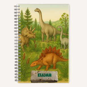 Prähistorische Dinosaurier und Dschungel Spiralblo Notizblock