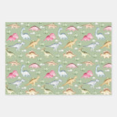 Prähistorische Dinosaurier und Pflanze grün Geschenkpapier Set (Vorderseite)