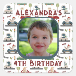 Prähistorische Farbendufter mit Foto Quadratischer Aufkleber