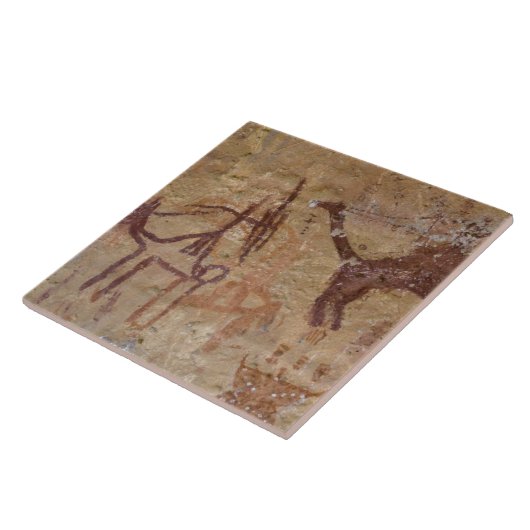 Prähistorische Felsgemälde mit Kamelen und Fliese (Seite)