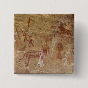 Prähistorische Felsmalereien, Akakus, Sahara Button