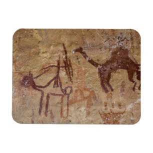 Prähistorische Felsmalereien mit Kamelen und Magnet