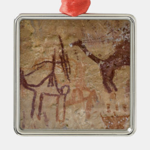Prähistorische Felsmalereien mit Kamelen und Ornament Aus Metall