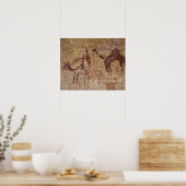 Prähistorische Felsmalereien mit Kamelen und Poster (Küche)