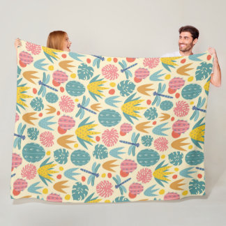 Prähistorische Folien und Libellen Fleecedecke