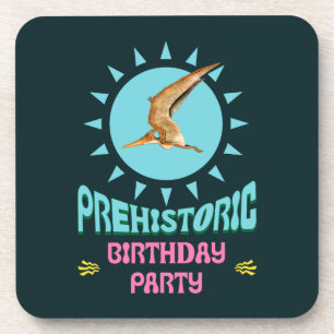 Prähistorische Geburtstagspartei Pterodactyl Dino Getränkeuntersetzer