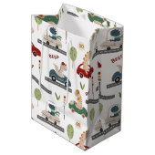 Prähistorische Gruppen von farbenfrohen Dinosaurie Mittlere Geschenktüte (Vorderseite Schrägansicht)