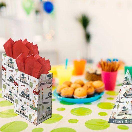 Prähistorische Gruppen von farbenfrohen Dinosaurie Mittlere Geschenktüte