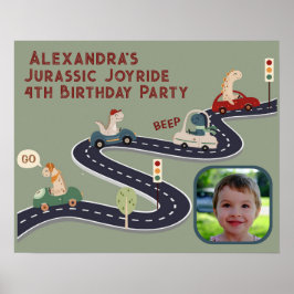 Prähistorische Gruppen von farbenfrohen Dinosaurie Poster