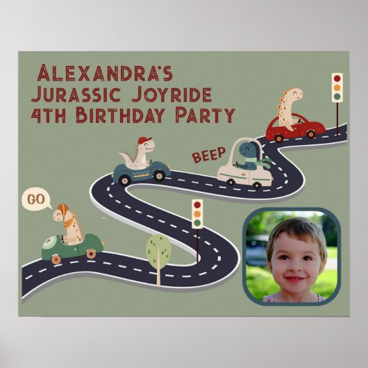 Prähistorische Gruppen von farbenfrohen Dinosaurie Poster (Vorne)