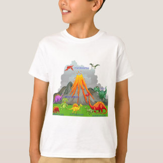 prähistorische Landschaft Dinosaurier Vulkanberge T-Shirt