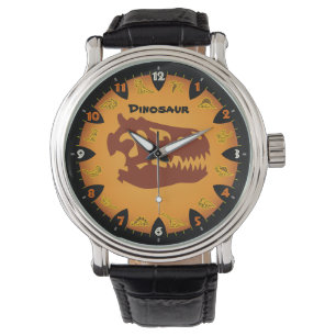 Prähistorische orange Dinosaurier-Uhr Armbanduhr