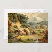 Prähistorische Szene Antiquitätendruck Postkarte (Vorne/Hinten)