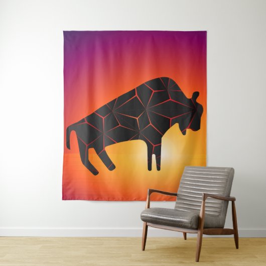 Prähistorische Tiere Fiery Bison Wandteppich (Beispiel)