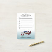 Prähistorische tierische Anomalocarine mit Checkli Post-it Klebezettel (Auf Schreibtisch)