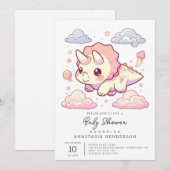 Prähistorische Whimsical Dinosaur Babydusche Einladung (Vorne/Hinten)