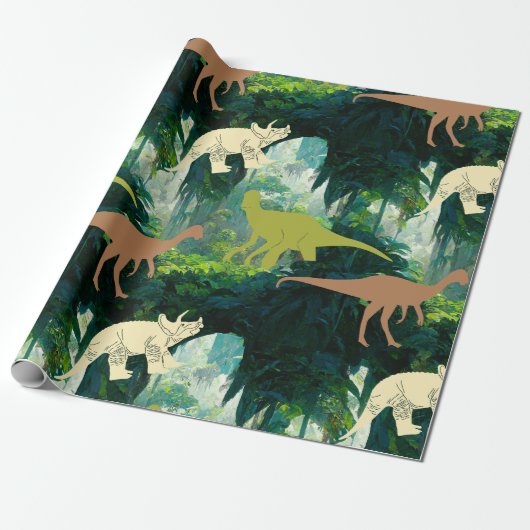 Prähistorischer Dinosaurier Geschenkpapier (Ungerollt)