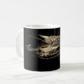 Prähistorischer Fischschädel-Grunge-Dunkle-Kunst Kaffeetasse (Vorderseite Links)