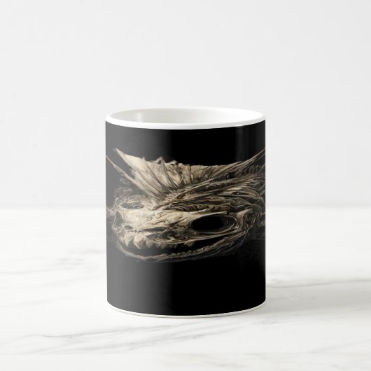 Prähistorischer Fischschädel-Grunge-Dunkle-Kunst Kaffeetasse (Mittel)