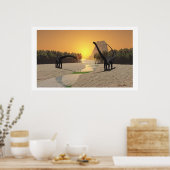 PRÄHISTORISCHER FLUSSDRUCKEN POSTER (Küche)