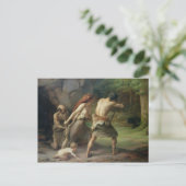 Prähistorischer Mann Jagd Bären, 1832 Postkarte (Stehend Vorderseite)