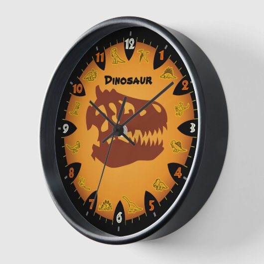 Prähistorischer Orange Dinosaur Wall Clock Uhr (Winkel)