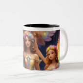 Prähistorischer Spaß trifft auf modernen Stil! Zweifarbige Tasse (VorderseiteRechts)