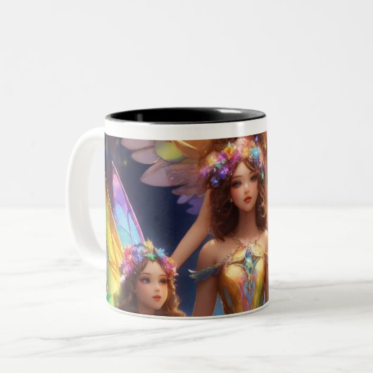 Prähistorischer Spaß trifft auf modernen Stil! Zweifarbige Tasse (Vorderseite Links)