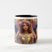 Prähistorischer Spaß trifft auf modernen Stil! Zweifarbige Tasse (Mittel)