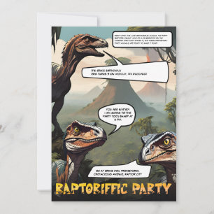 Prähistorisches Dinosaurier-Themed Graphic Novel G Einladung
