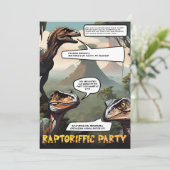 Prähistorisches Dinosaurier-Themed Graphic Novel G Einladung (Stehend Vorderseite)