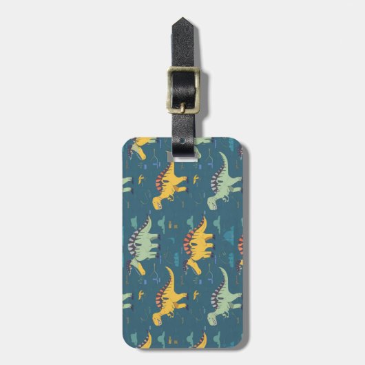 Prähistorisches Muster für Rex-Dinosaurier Gepäckanhänger (Vorderseite vertikal)
