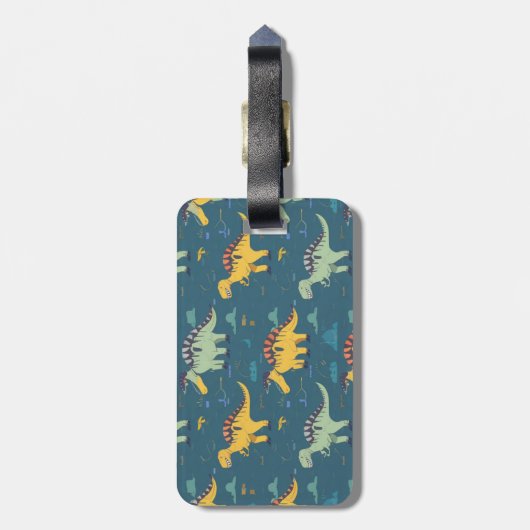 Prähistorisches Muster für Rex-Dinosaurier Gepäckanhänger (Rückseite vertikal)