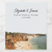 Praia de Albufeira Portugal Wedding Personalisiert Weinetikett (Einzelnes Label)
