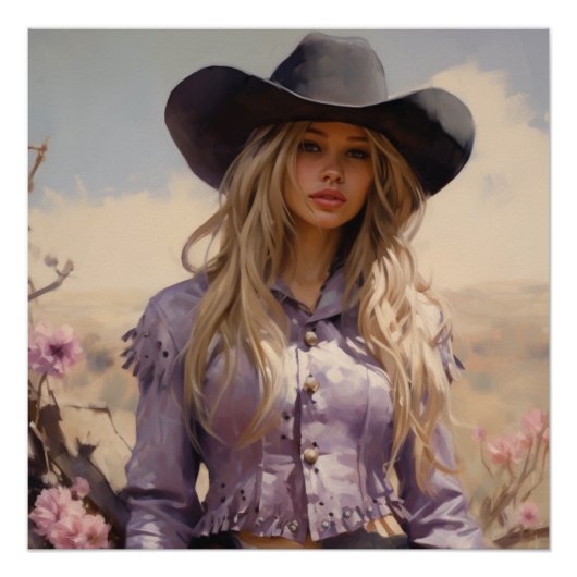 Prairie Blossoms: Cowgirl Wall Art Poster (Vorderseite)
