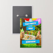 Prairie Dog Birthday Party Button (Vorderseite/Rückseite)