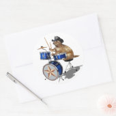 Prairie Dog Drummer Runder Aufkleber (Umschlag)