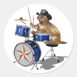 Prairie Dog Drummer Runder Aufkleber