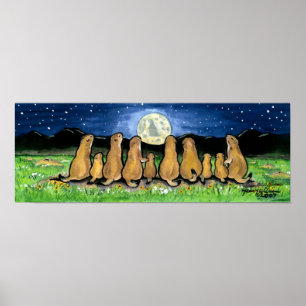 Prairie Dog Family und Moon Poster Navy Night
