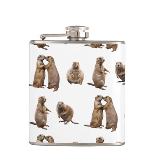 Prairie Dog Frenzy Hip Flask (Farbe auswählen) Flachmann (Vorderseite)