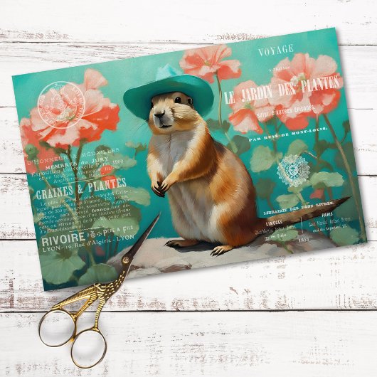 Prairie Dog Ground Hog Rustikale Blumendekoupage Seidenpapier