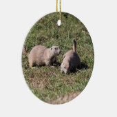 Prairie Dogs Playing in Badlands National Park, SD Keramik Ornament (Rechts)