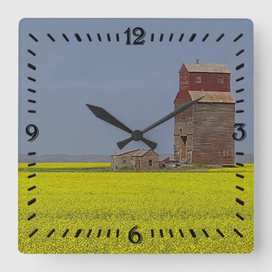 Prairie Elevator Landscape Square Uhr (Vorderseite)