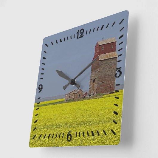 Prairie Elevator Landscape Square Uhr (Winkel)