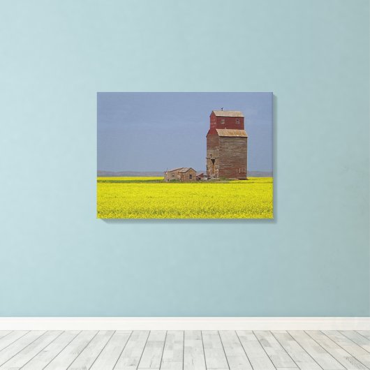 Prairie Elevator Landschaft Stretch Canvas Print Leinwanddruck (Insitu (Holzboden))