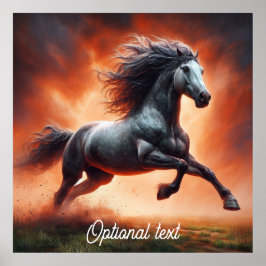 Prairie Fire and Gray Horse Poster