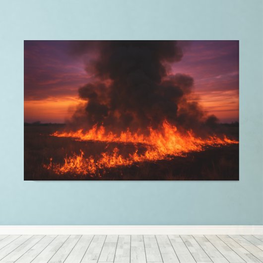 Prairie Fire Dramatic Texas Landscape Print Leinwanddruck (Insitu (Holzboden))