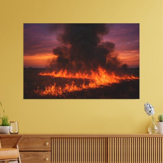 Prairie Fire Dramatic Texas Landscape Print Leinwanddruck (Insitu (Wohnzimmer))