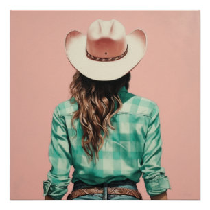 Prairie Gingham: Cowgirl Wall Art Poster