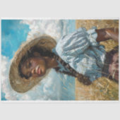 Prairie Girl Braided Hair Blue Gingham Découpage Seidenpapier (Vorderseite)